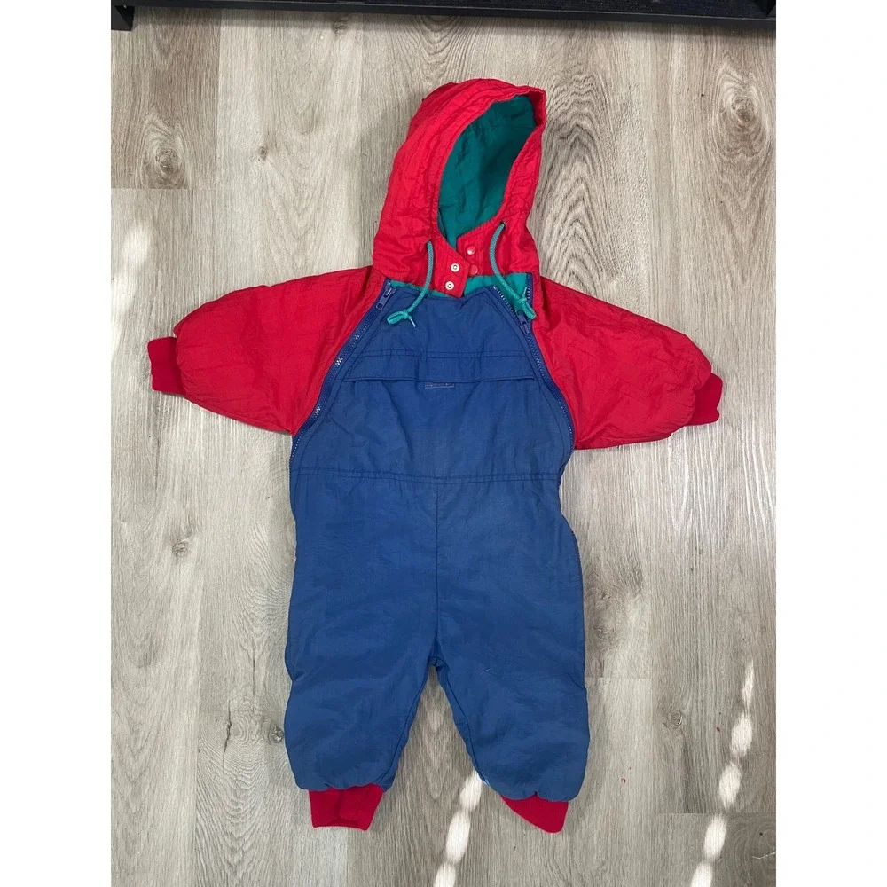 Baby Gap Vintage Insulated Snowsuit 12–18M Colorblock Red‎ Blue Teal Hooded